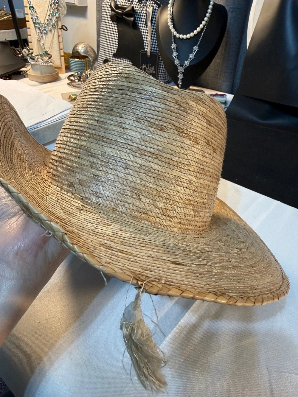 Men's straw Hat - Natural woven Tan 6 3/4 Small